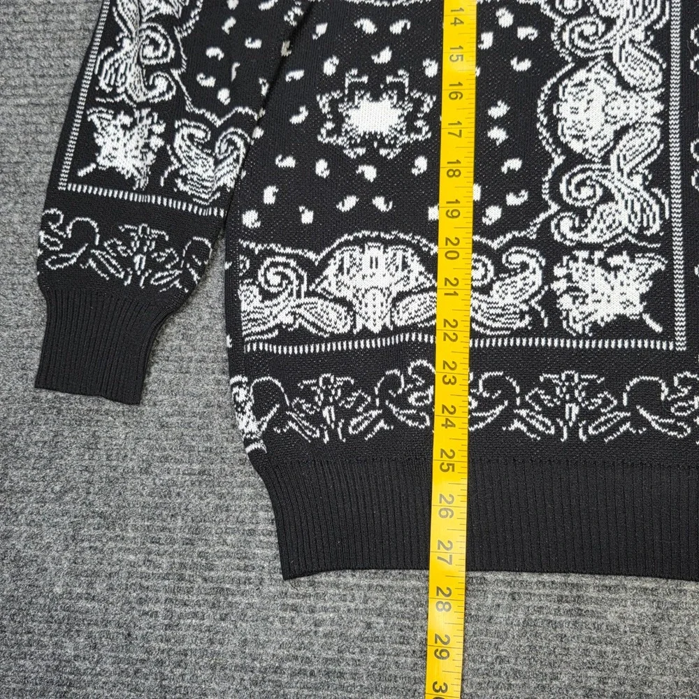Smog Bandana Patchwork Sweater Men's Size M Black White Cotton Relaxed Fit
